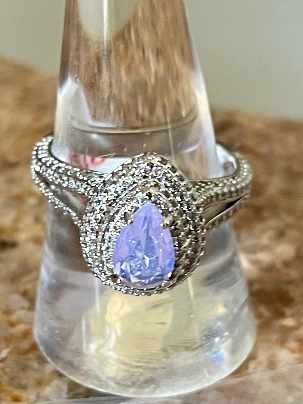 Bomb Party Retro RBP2426 Cruise Ship Ring Pink Moonstone on Rhodium Sz 10 HTF